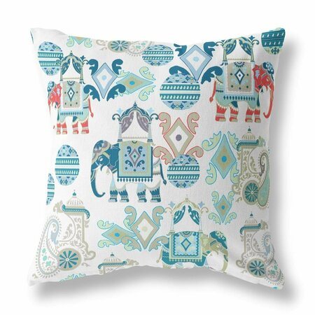 HOMEROOTS 16 in. Tribal Indoor & Outdoor Zip Throw Pillow Blue & White 410865